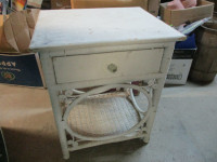 1930s WICKER CANE WOOD TOP WITH DRAWER BEDSIDE LAMP TABLE $60