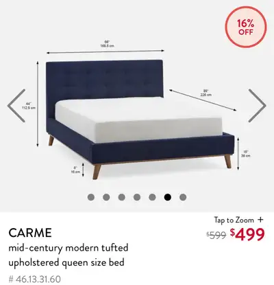 Blue velvety ruffed headboard. Like new. $250 I’m also selling the Endy mattress. Perfect condition....