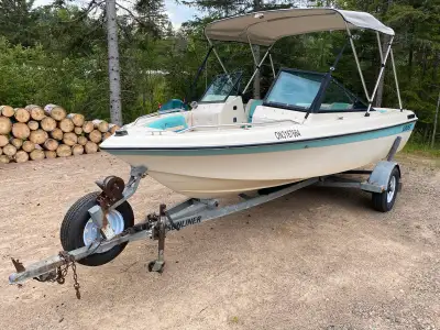 1987 Sunliner 16 foot boat with galvanized trailer First and foremost is that the out drive housing...