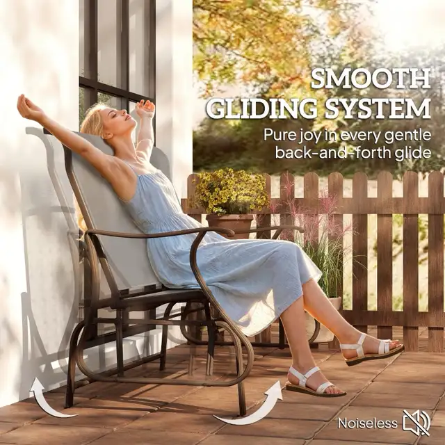 Garden Double Gliding Chair, Patio Glider Armchair， Outdoor, B in Patio & Garden Furniture in Markham / York Region - Image 5