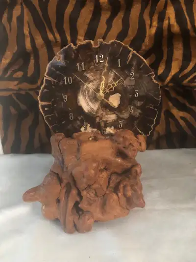 Genuine petrified wood clock, View more