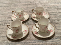 Limoges vintage floral flower tea cups and saucer plate dish set
