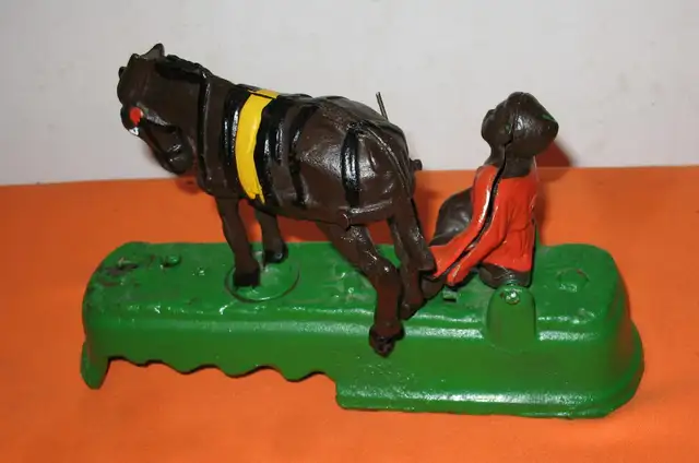 Vintage Kicking Horse - Mule Mechanical Cast Iron Coin Bank Rare in Arts & Collectibles in Edmonton - Image 3