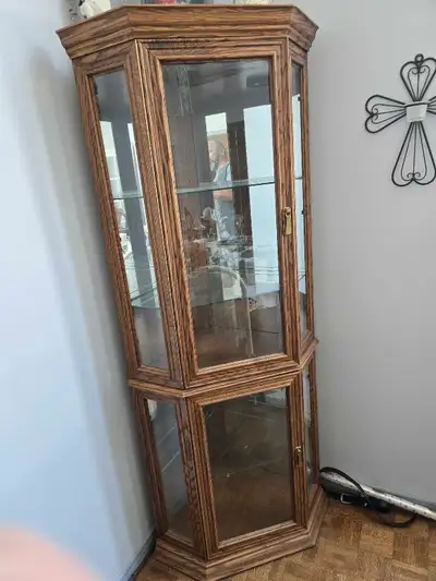 Oak Corner Curio Cabinet, View more