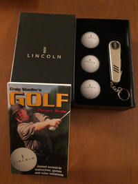 LINCOLN GOLF SET includes golf balls, pocket knife & golf guide