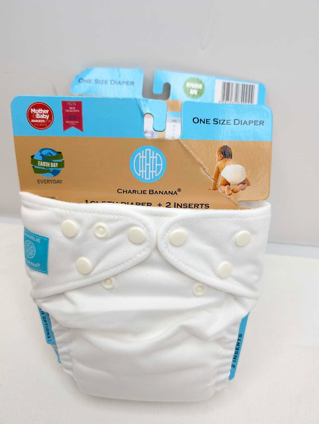 NEW Charlie Banana WHITE 2-in-1 Reusable Diapers Size 7-35lbs in Bathing & Changing in Moncton - Image 3