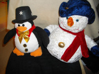 Stuffed Penguin and a Stuffed Snowman