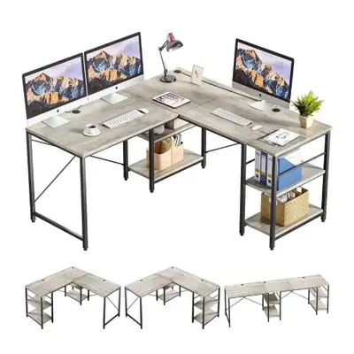 This L-shaped desk offers a spacious and efficient workspace, perfect for home or office use. It fea...