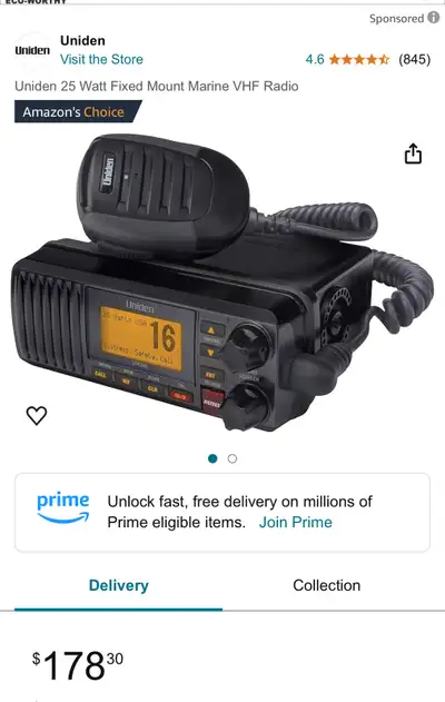 Uniden 25 Watt Fixed Mount Marine VHF Radio New in box