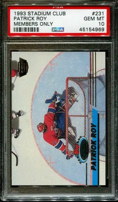 CARTE DE HOCKEY 1993 STADIUM  MEMBERS ONLY PATRICK ROY PSA 10, View more