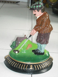 vintage cast iron doorstop Golfer