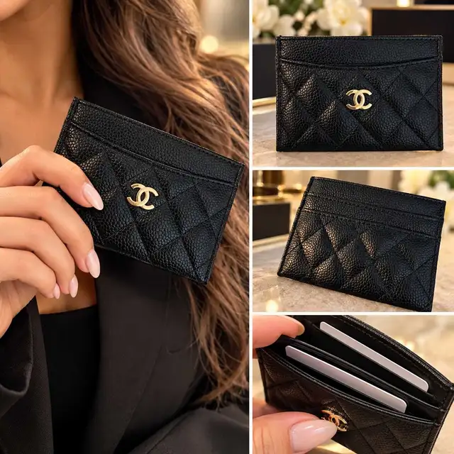Black Quilted Card Holder – Elegant & Stylish