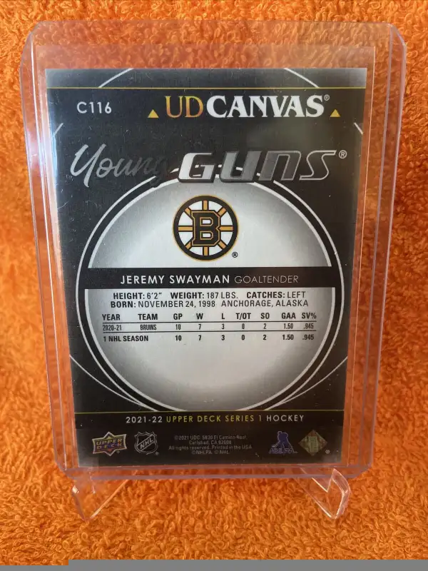 Carte de hockey 2021-22 YOUNG GUNS CANVAS BLACK JEREMY SWAYMAN in Arts & Collectibles in Laval / North Shore - Image 3