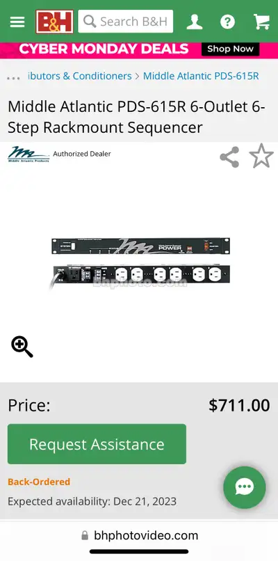 Middle Atlantic PDS-615R Rackmount Sequencer, View more