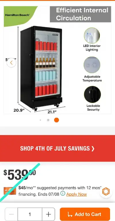 21 In. 6.0 cu. ft. Beverage Refrigerator Commercial with Glass D, View more