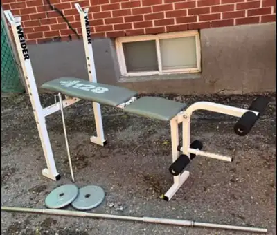 Bench Press with Barbell and Weight Plates, View more