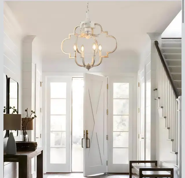 Farmhouse Lantern Chandelier Fan, 20" Rustic Caged Ceiling Fan in Indoor Lighting & Fans in Kitchener / Waterloo - Image 6