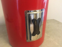 Large Vintage Retro RED Stainless Steel DOG BISCUIT Treat Can!