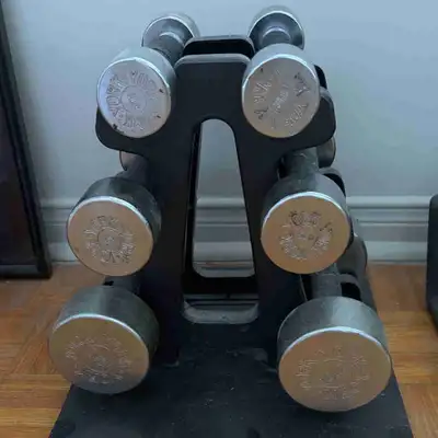 Three tier chrome dumbbell set, View more