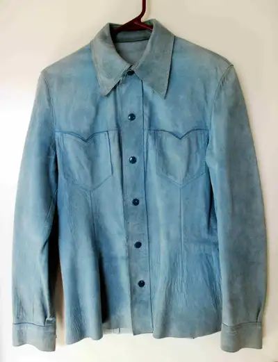Men’s Vintage Blue Suede Leather Jacket Size Small DFU-056, View more