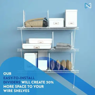 Tall White Wire Shelf Dividers Closet Organization 4 Pack, View more