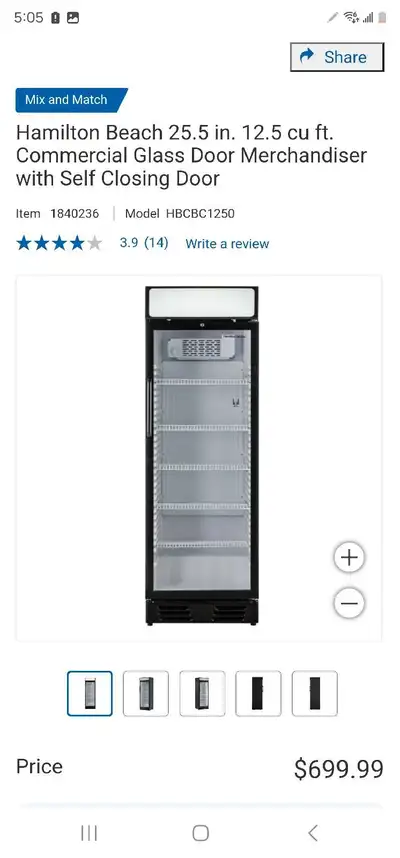 Hamilton Beach 25.5 in. 12.5 cu ft. Commercial Glass Door, View more