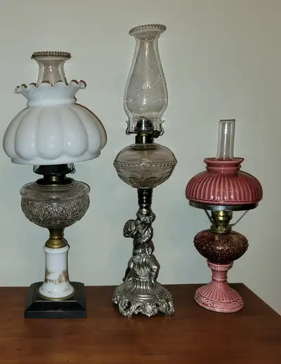 Collection of 6 Antique Oil Lamps, View more