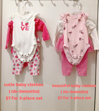 Cutie and beautiful baby clothes ( nb ~3 months)  like-new, $2