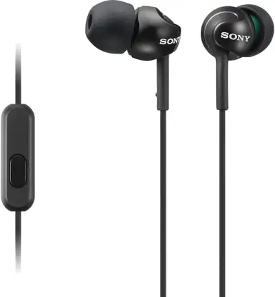 Sony MDR-EX110AP-B Ex Monitor in-Ear Headphones with Mic Black, View more