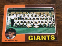 1975 opc baseball Giants team card 216 off  center  unmarked