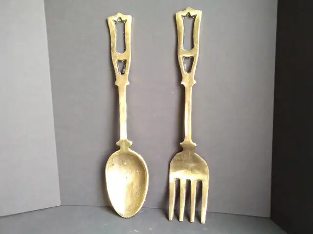 REDUCED Wall Decor Brass Fork & Spoon65561389079171125