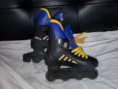 CCM Rollerblades (Black & Purple with yellow laces) (Size 6) , View more
