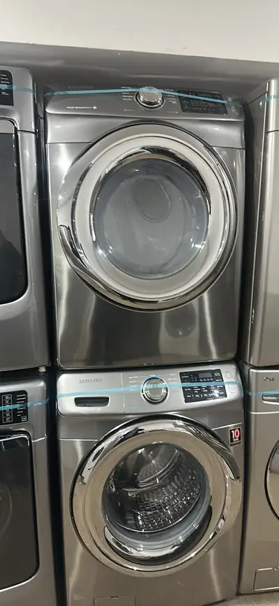 Samsung 27" inch stackable stainless steel washer dryer set, View more