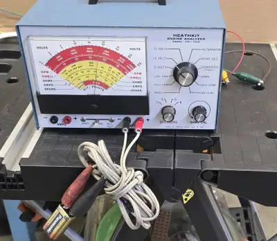 Engine analyzer CM-1050 by Heath Kit. Works fine on volts and ohms, unable to check other functions,...