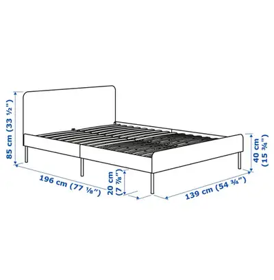 IKEA Slattum Double Bed Frame – Grey, View more