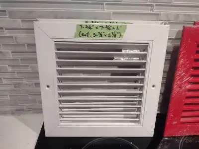Grille avec déflecteurs 7-3/4 x 7-3/4 x1'' Thk Alum blanc/rouge, View more