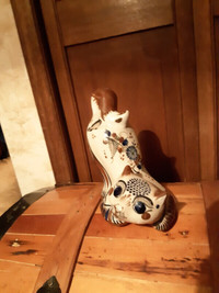 FIRST $45 TAKES ~Crouching Cat Mexican Tonala Pottery Sculpture