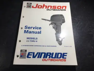 Factory OEM 1991 Johnson Evinrude OMC Outboards "EI" 2.3 thru 8 Service Manual Covers 2.3, 3.3, 3, 4...