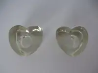 HEART SHAPED CLEAR GLASS CRYSTAL LIKE CANDLE HOLDERS - PAIR