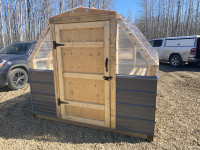 Greenhouses ready to go, cook shelters too