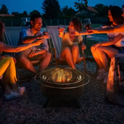 30" Outdoor Fire Pit with Screen Cover, Portable Wood Burning , View more