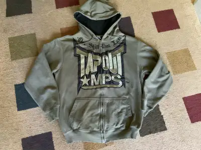 Tapout MPS Hoodie Mens 4 XL khaki Hooded MMA Full Zip 'Out Skill Out last'. Good used condition, no...