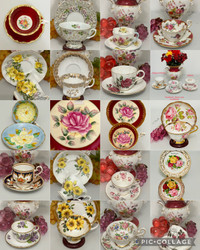 Huge collection of vintage  England Bone China flora tea cups 