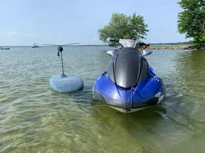 Selling my 2005 Yamaha Waverunner, a fun and reliable personal watercraft with a sleek blue and whit...