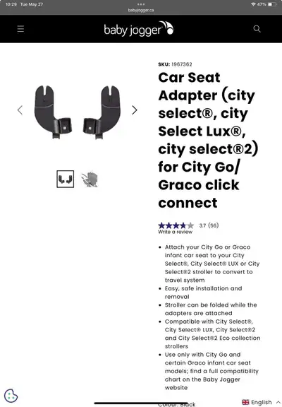 Baby Jogger Graco Car Seat Adapters for City Select, City Select, View more
