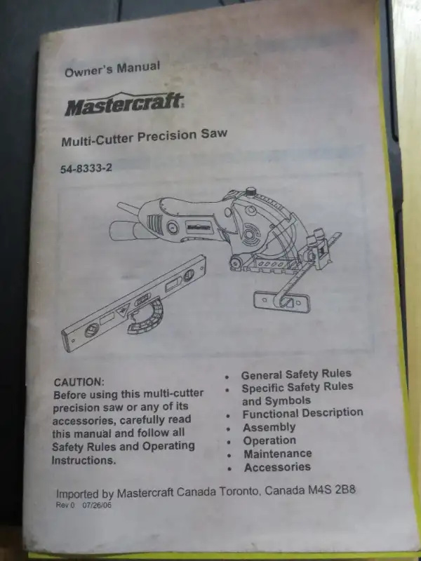 Mastercraft  multi-cutter precision saw in Power Tools in Mississauga / Peel Region - Image 2