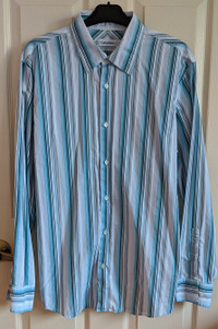 Men's Calvin Klein Pinstriped Dress Shirt. In Size Large