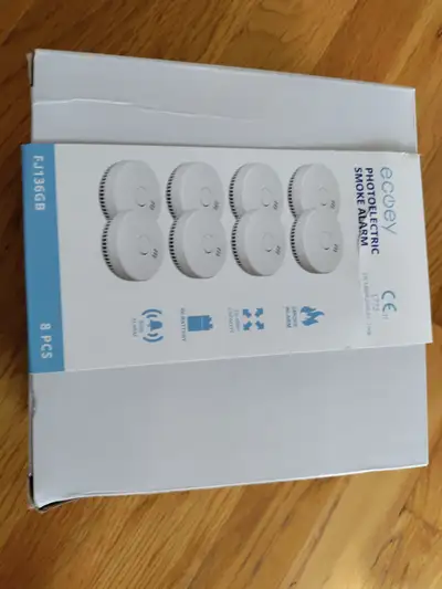 New Ecoey Photoelectric Smoke Alarm for sale. 5 PCs in the box. $10 each or $40 for all.