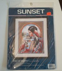 Vintage 1997 SUNSET Spirit of The Wolf Needlepoint Kit 12133