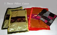 5 Decorative Pillow cases 2 green 2 red 1 black sequins